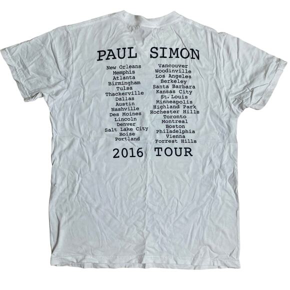 Paul Simon 2016 Tour Band Tee Shirt White Dates Medium Folk Rock 60s - Picture 2 of 6